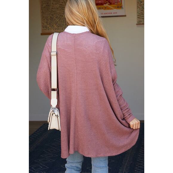 NWT Mauve Plus Size Waffle Knit Cardigan - 2X - Picture 2 of 3